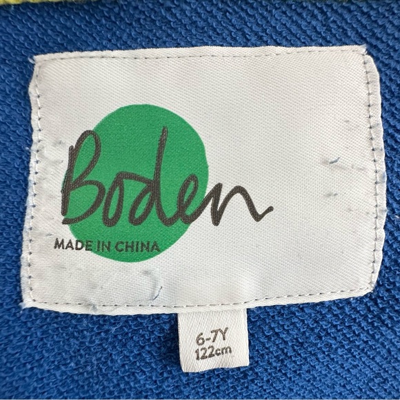 Mini Boden Blue Hoodie with Multicolor Stripes - Picture 3 of 4